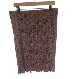 Vintage Y2K Friends EXPRESS Paisley Print Midi Skirt Women's Size‎ L Red Boho